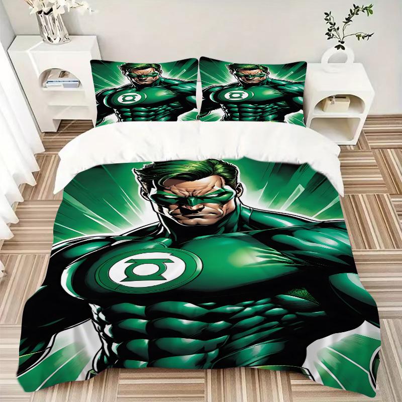 3pcs Green Lantern Cover Set, Bedding Set, Soft Comfortable Duvet Cover, For Bedroom, Guest Room (1*Duvet Cover + 2*Pillowcases, Without Cor