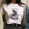 Summer Tshirt Female Tee Skull Cat Print Women Tshirt Punk Dark Grunge Streetwear Ladies Gothic Top Tshirts Harajuku Clothes Y2K