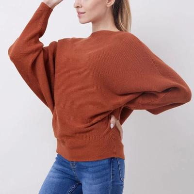 Autunno Maglione lavorato a maglia a maniche lunghe a pipistrello Casual Slash Neck Solido Pullover caldo Moda 18 colori Maglioni larghi Top 29626