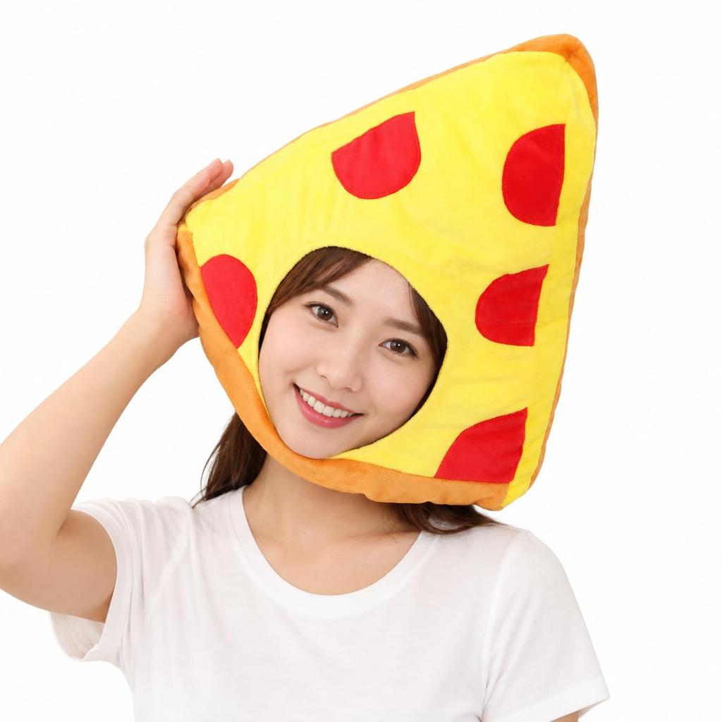 [DOKiDOKi] Pizza Headgear, Pizza Cosplay Hat, Funny Headwear, Costume, Mascot Costume, Photo Shoot, Event, Party, Halloween, Banquet, Christmas,