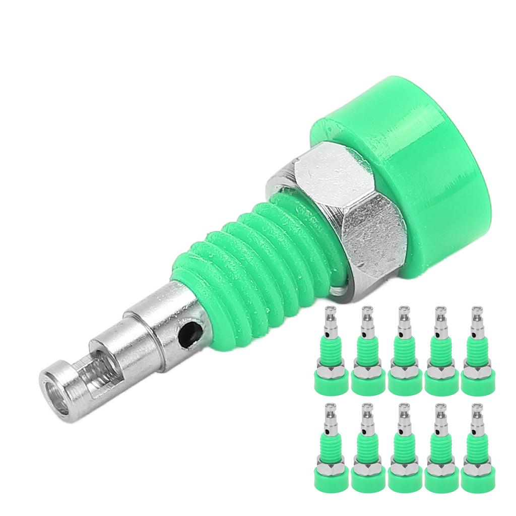10pcs 2mm Banana Female Jack Socket Connector Adapter Panel Mini Binding Post for Electronic InstrumentGreen