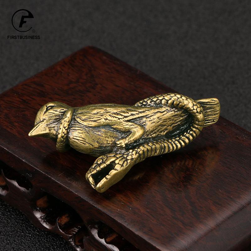 Vintage Brass Vicious Snake Wrapped Around Bird Small Statue Desktop Creative Ornaments Animal Figurines Toy Crafts Decorations
