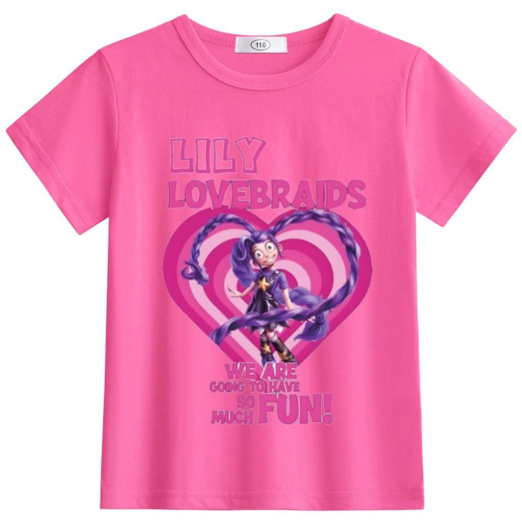 

32215 Детская футболка для девочек с принтом Lily Lovebraids, с короткими рукавами 110cm розы красного