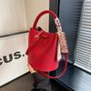 High Quality Large Capacity New Year Red Bucket Bag New Solid Color Simple Fashion Pop Mini Crossbody Bag