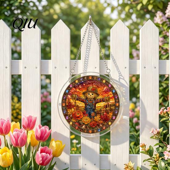 Acrylic Suncatcher Jigsaw Puzzle Suncatcher, Stained Glass Style Halloween Skeleton Ghost Relaxing Gift Sun Catcher for Gothic Window Wall Hanging