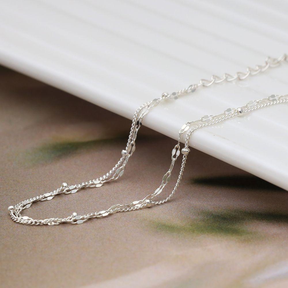 92.5 Silver Double-line Point Chain Silver Bracelet Basic Bracelet Summer Bracelet