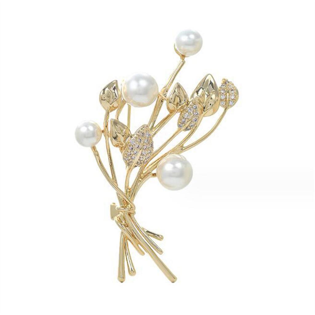 Rinhoo Fashion Imitation Pearl Zircon Tassel Safety Pins For Women Simple Snowflake Flower Brooch Bouquet Clothes Badges Jewelry