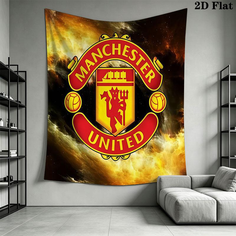 Man Utd H Wall Hanging Printed Fabric Blanket Decorative Tapestries for Bedroom Living Room Home Decor