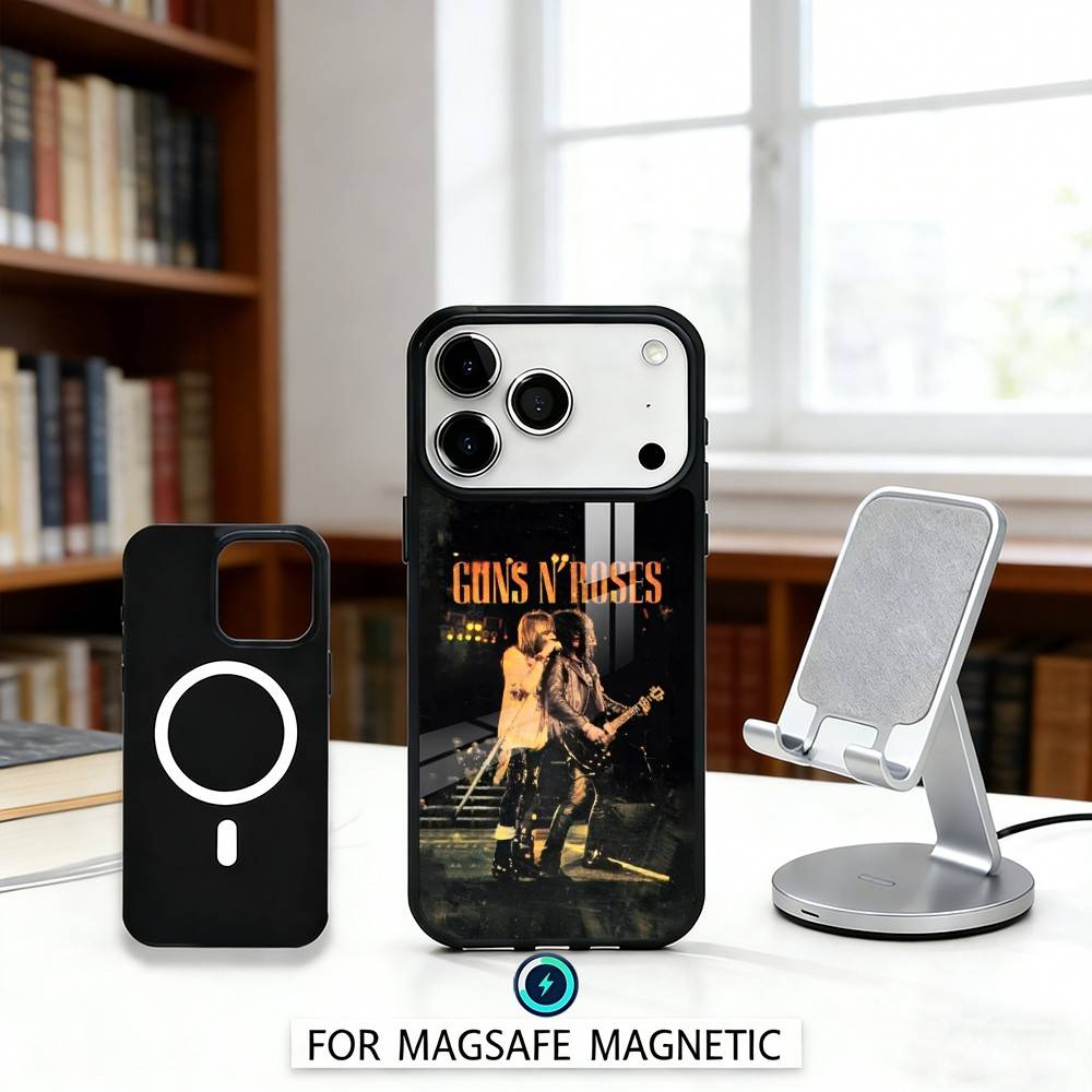 

Cool G-Guns N Band R-Roses Phone Case For iPhone17,16,15,14,13,12,Pro,Max,Magnetic For Magsafe Wireless Charging iPhone14Plus