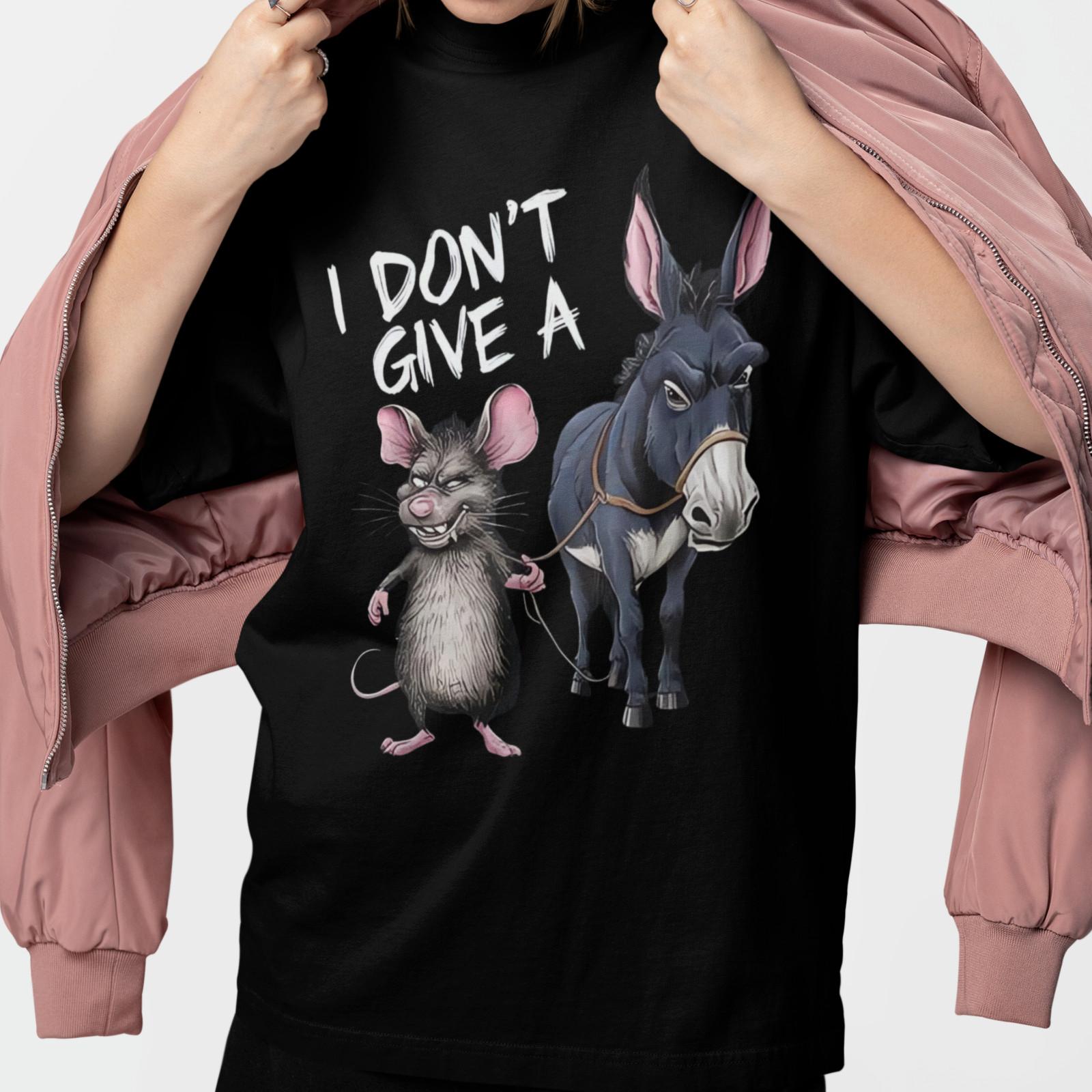 I Don’t Give a Rat Shirt Funny Donkey Mouse Meme Unisex Graphic Sz S-3XL M