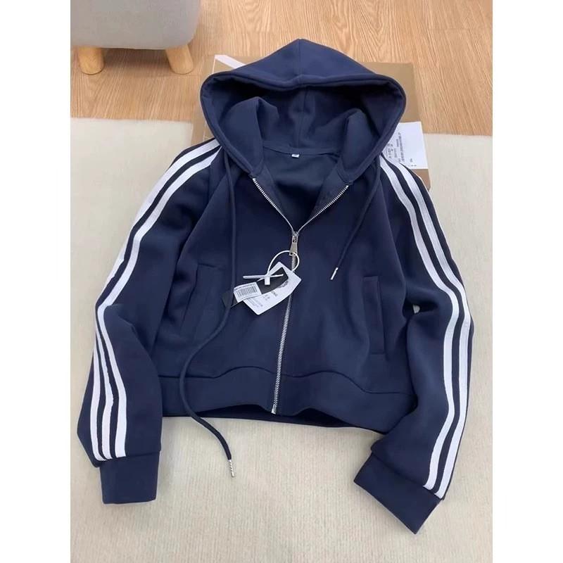 Womens 2026 Retro Baseball Jacket Stand Collar Oversized Cropped Coat Cotton Blend Casual Outerwear