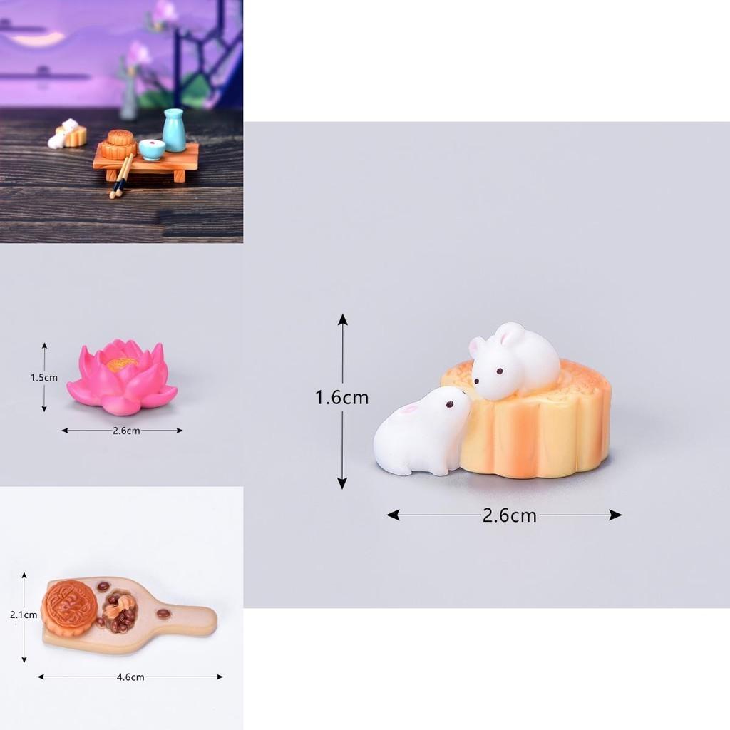 Adorabile Coniglio in Resina Fai da Te Mangia Torta di Luna Micro Paesaggio Decorazione per la Celebrazione della Festa di Metà Autunno