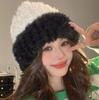 Versatile Cold-proof and Warm Wool Hat Japanese Retro Splicing Plush Ear Protection Knitted Hat