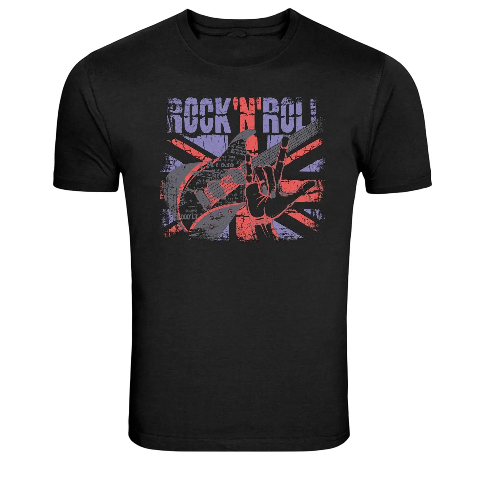 Rock N Roll Guitar Hand Sign Vintage Music Graphic T-Shirt XXXXL