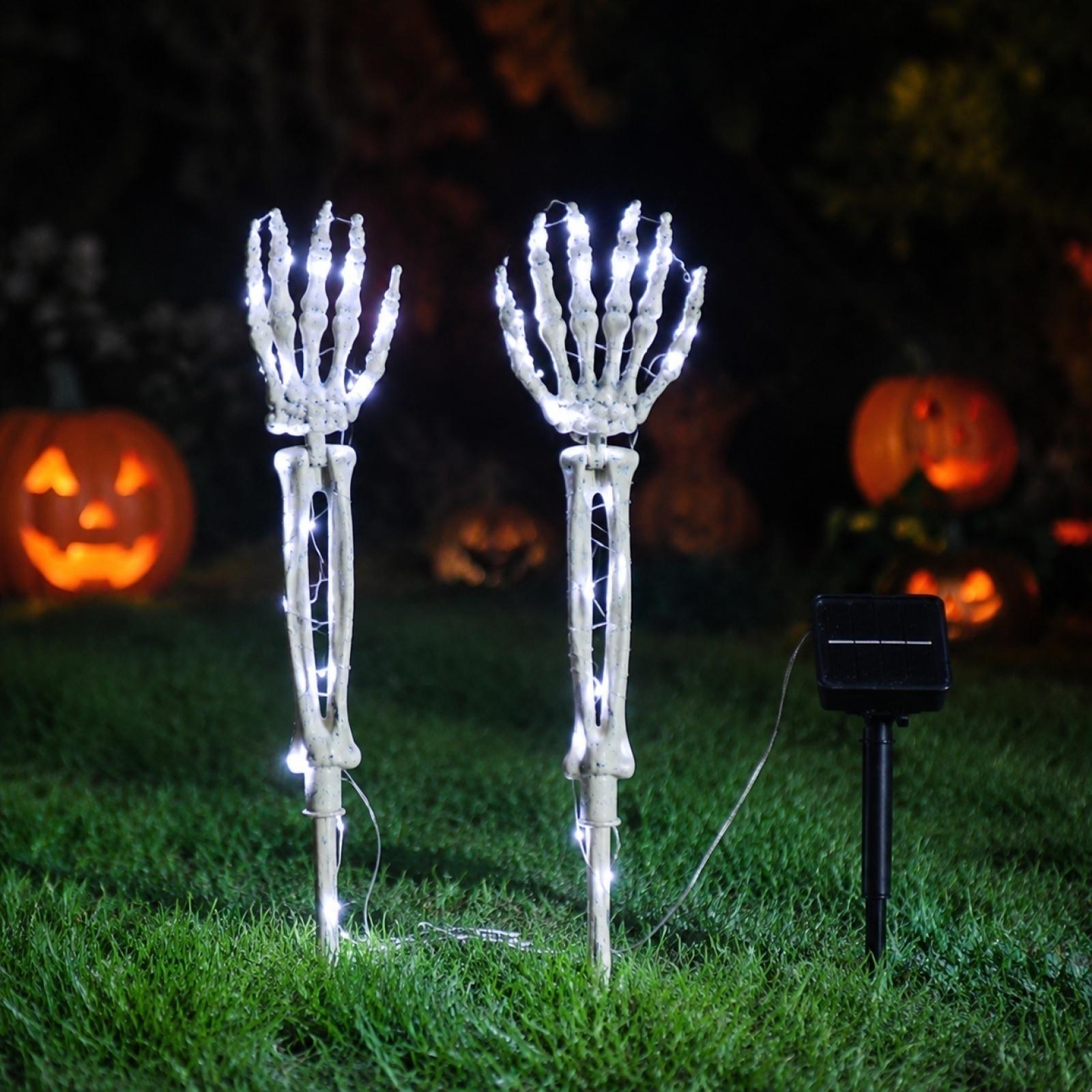 

Solar Powered Skeleton Hand Garden Lights Outdoor Yard Decorative Pathway Lighting Stakes for Lawn Patio Walkway one size белый