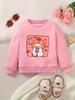 Kids Crewneck Sweatshirt, Sweet Cute Graphic Print, Soft Thin Comfort Pullover
