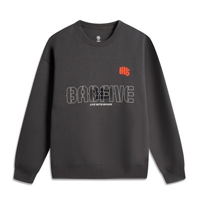 Li-Ning Confortable Simple Lettre Col Rond Épaule Lâche Polyvalent Sweat-shirt de Sport Homme sweat-shirt Gris Charbon AWDV323-6