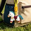 Keychain Pendant Cartoon Horse Shape Key Holder Colorful Faux Leather Access Card Case Bag Lanyard Decorative Keychain Accessory