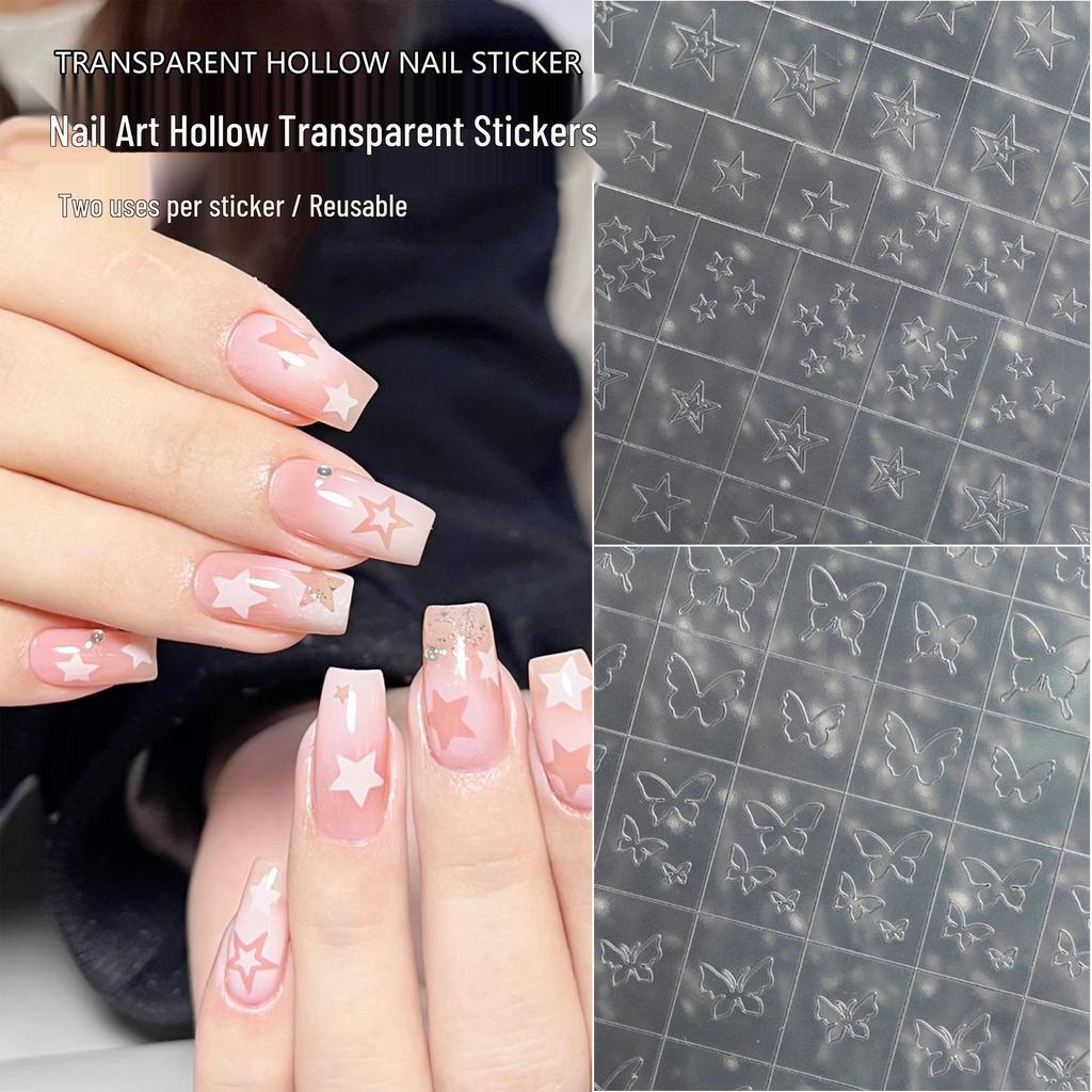 Butterfly & Stars Nail Art Stickers with Gradient & Chrome Effects