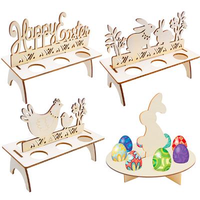 Osterdekoration für Zuhause Holz Oster Eierhalter Regale DIY Basteln Handgemachte Ornamente Kindergeschenk Frohe Ostern Partydeko 2025