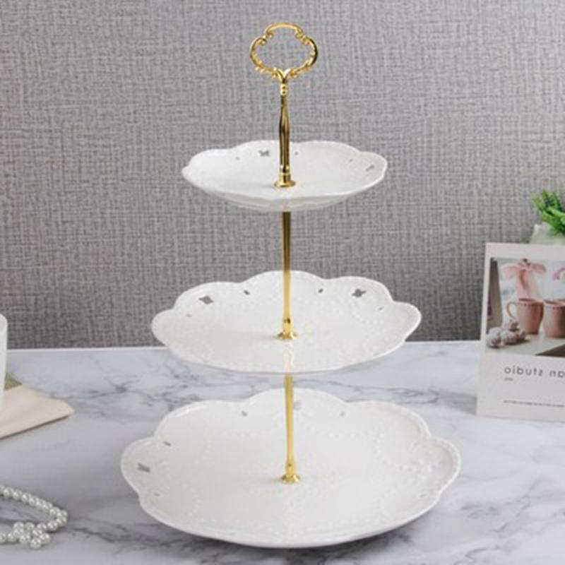 Versatile Sunflower Type Gold Silver Fruit Cake Plate Stand Holder
