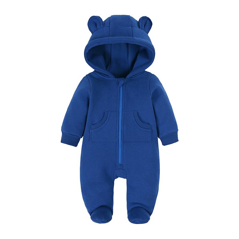 Autumn Winter Fleece Baby Jumpsuit: Cartoon Animal Footed Romper