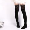 Over Above Knee Socks Womens Lace Stockings Warm Winter Ladies Girls Black White Long Thigh High Knitting Cotton Socks  New