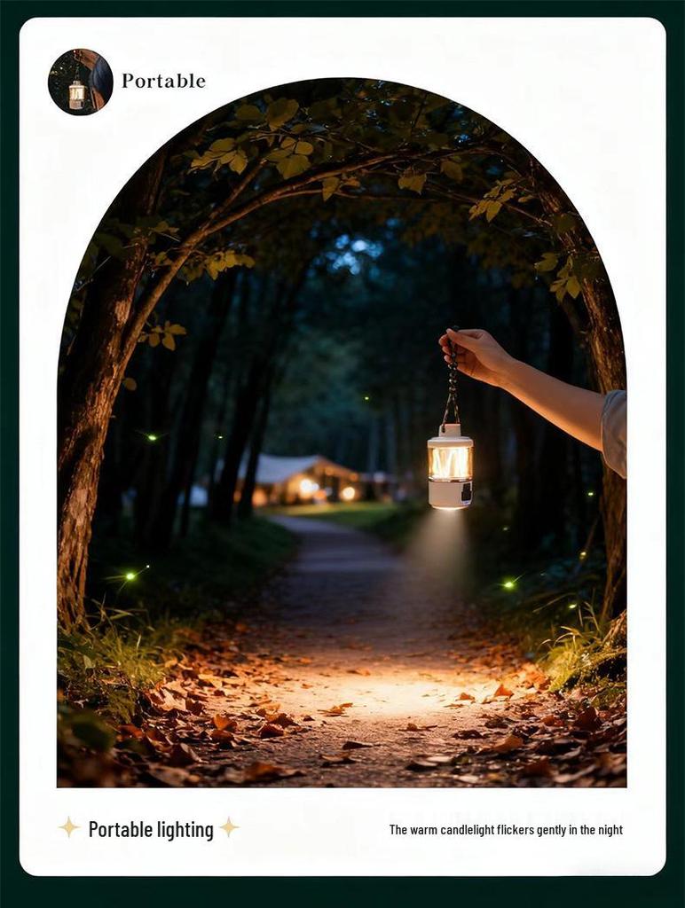 Rechargeable LED Camping Light with Adjustable Three-Color Modes and Long Battery Life.