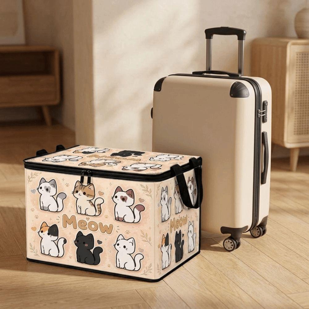 Non-woven Fabric Clothing Storage Box with Lid Cat Pattern Wardrobe Basket Clothing Storage