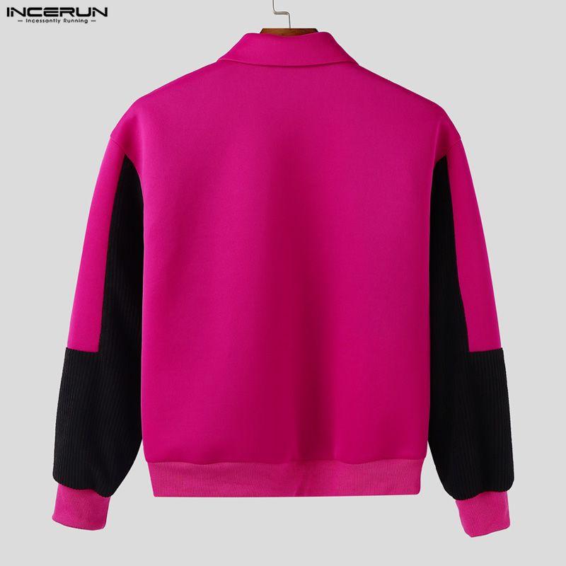 INCERUN Spring Men Long Sleeve Zip-up Stitching Casual Corduroy Coats Jackets