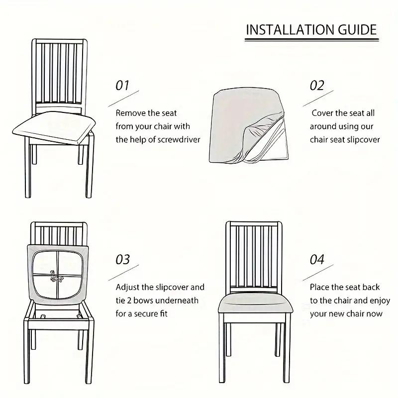 Jacquard Waterproof Chair Covers Slipcovers For Dining Room Wedding Banquet Office Chair Protector Seat Cover Set Of 1/2/4/6