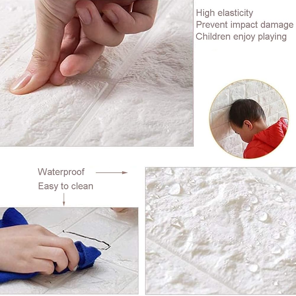 3D Wall Panels, Self-Adhesive PE Foam, Waterproof 3D Brick Wallpaper, Peel and Stick, for Kitchen, Living Room, Bedroom, Bathroom Wall Decoration (36