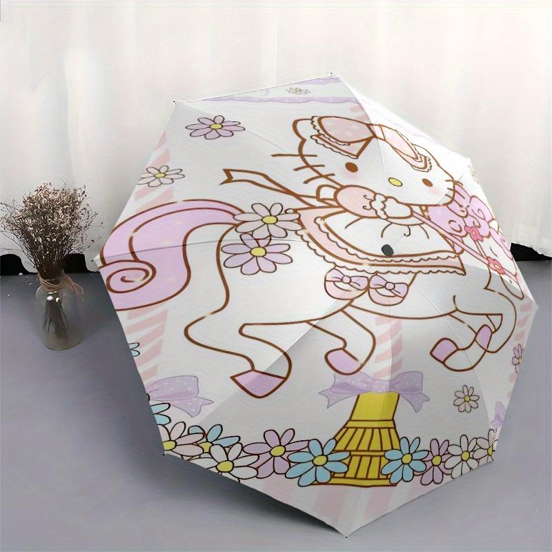 Hello Kitty Theme Automatic Opening and Closing Folding - A Good Choice for Gifts, Fashionable and Convenient Cartoon Umbrella With Cute Cartoon Chara
