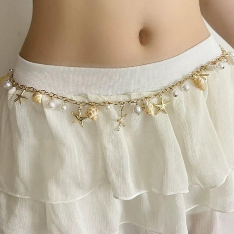 Seaside vacation shell Hisense fringed pearl waist chain personality trend temperament belt super fairy atmosphere waist accessories women