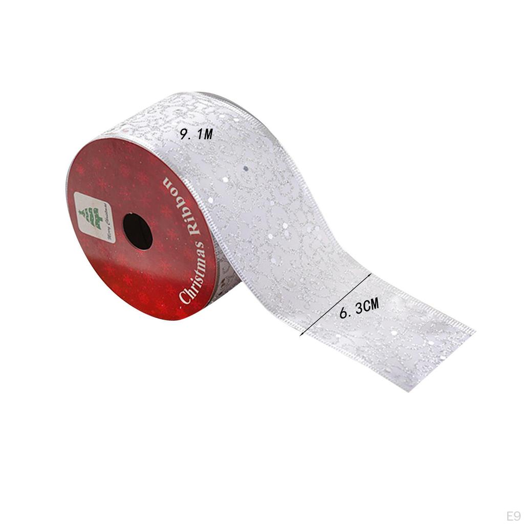 Christmas Ribbon Gift Wrapping Decorative Luxurious 6.3cm Width Packaging 9.1M
