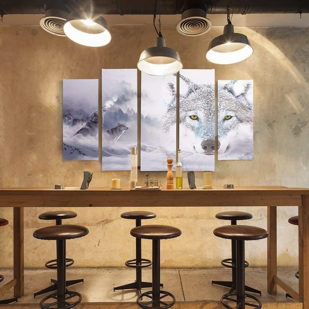 Feeby Impression sur toile en cinq parties, Loup sauvage dans la neige