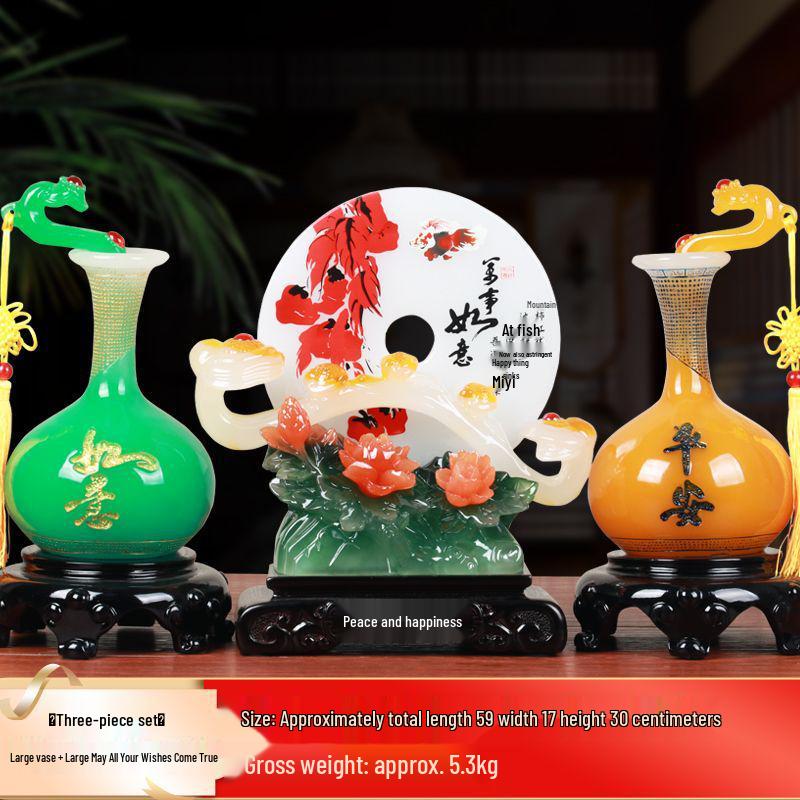 Ping An Kou Jade Stone Ornament for Wealth and New Home - Office and Living Room Decor