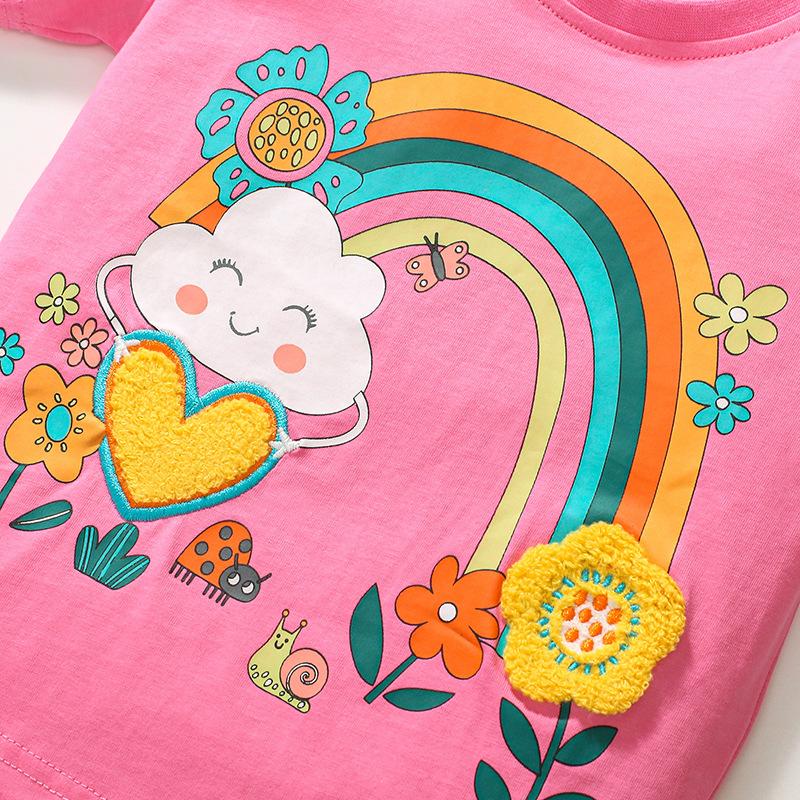 Summer new girls short-sleeved T-shirt pure cotton cartoon top baby T-shirt pure cotton T-shirt