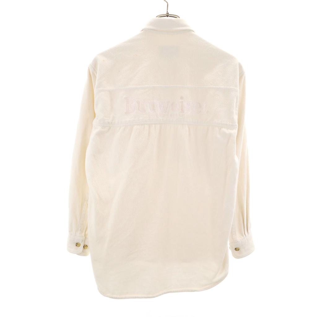 Budweiser 80s 90s Old Long sleeve Flannel shirt M white Men's Used