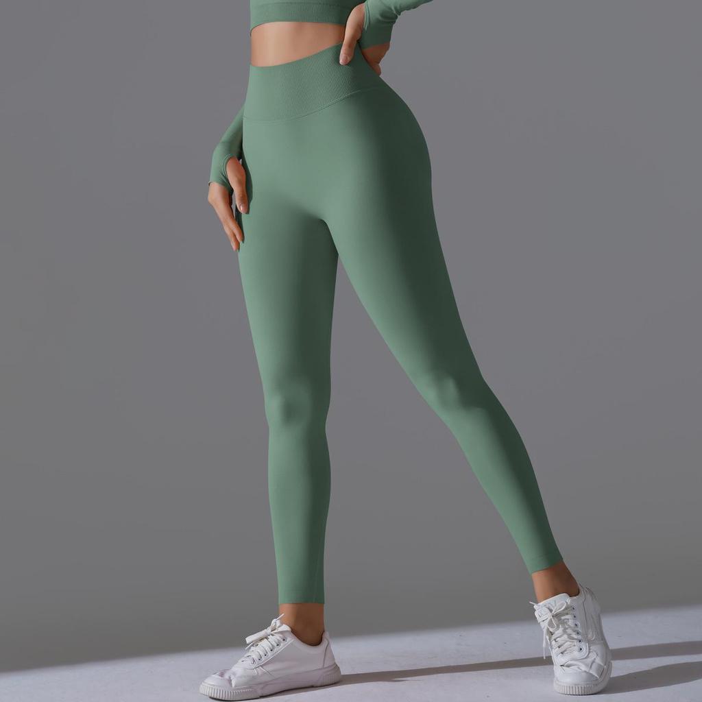 Seamless High-Waisted Yoga Pants with Peach Lift - Quick-Dry and Breathable for Running and Fitness