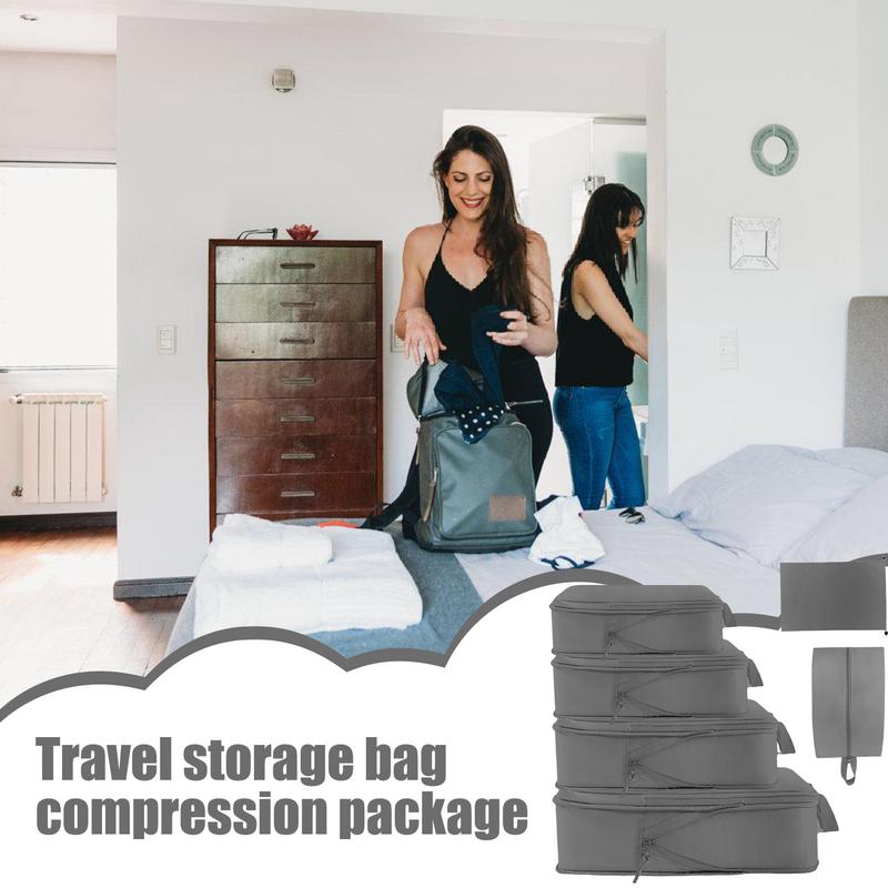 Compression Packing Cubes Suitcase Organizer Bags Set 6 Pcs Travel Storage Bag Set With Reinforced Handle Travel Compression