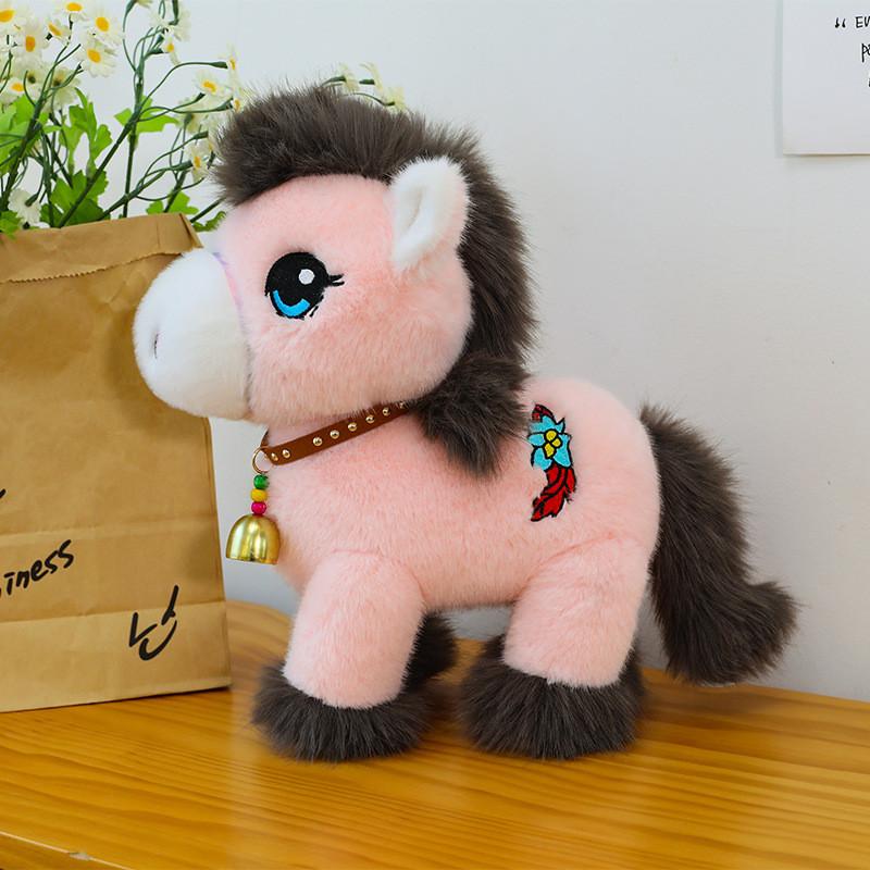 Cute Cartoon Pony Plush Toy With Bell Design Children Toys For Childrens Bedroom Decor