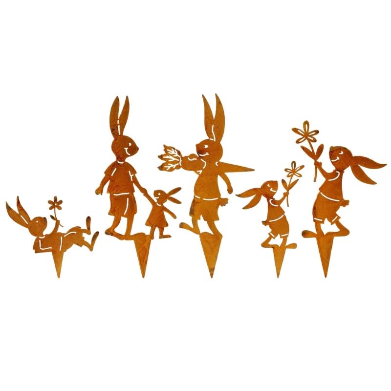 Metal Animal Yard Decors Garden Art Rust Animals for Outside Decorations Outdoor Decorative Stake Lawn Accessory