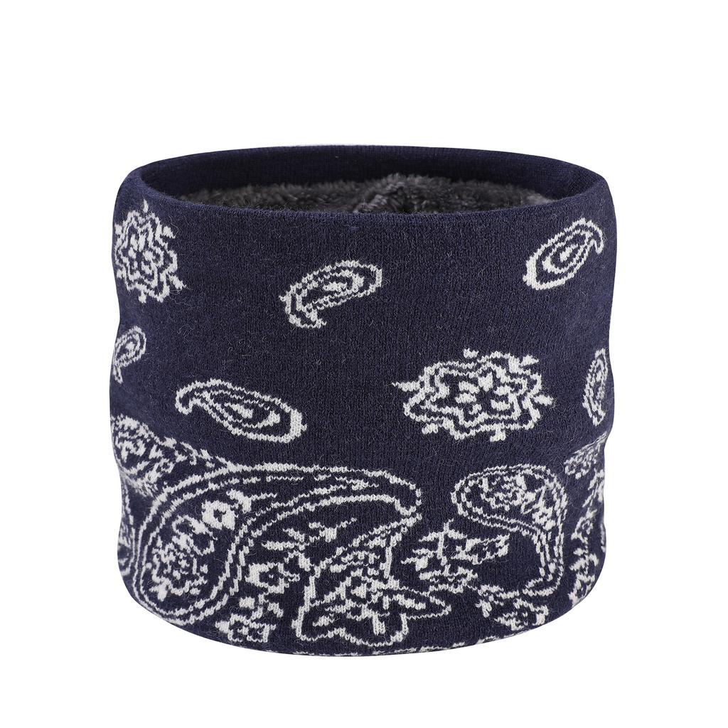 Men's and Women's Fashion Winter Thicken Warm Neck Gaiter Knitted Printed Neck Warmer Outdoor Windproof Fleece Lined Cycling Neck Cover