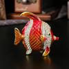 Sturdy Alloy Jewelry Box With Magnetic Closure And Fish Pattern For Travel Storage