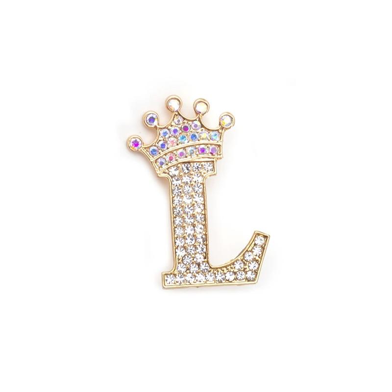 

1 шт. Брошь-инициал Модный тон Корсажная булавка Булавка на воротник Кристалл Стразы для женщин и мужчин Броши Булавки A-Z Золотистый L золотой