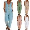 Damen Lässige Ärmellose Lockere Taschen Overalls Jumpsuit