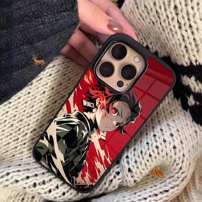 Anime D-Demon S-Slayer Black Soft Phone Case For IPhone 17 Pro Max 16 15 14 13 11 Pro Max Plus Glass Phone Case