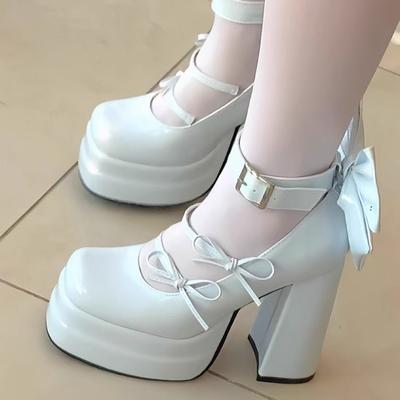 Versatile Thick Heel Thick Sole Mary Jane 2024 Autumn New Korean Version Waterproof Table High Heels Sweet Bow Single Shoes Women