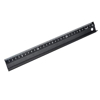 Aluminum Alloy Aluminum Cutting Ruler 30cm Black Safety Ruler with Guard with Rubber Strip Raised Grip Drafting Ruler